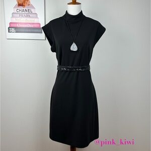 Nicole Miller Structured Heavy Jersey Mock Neck Dress